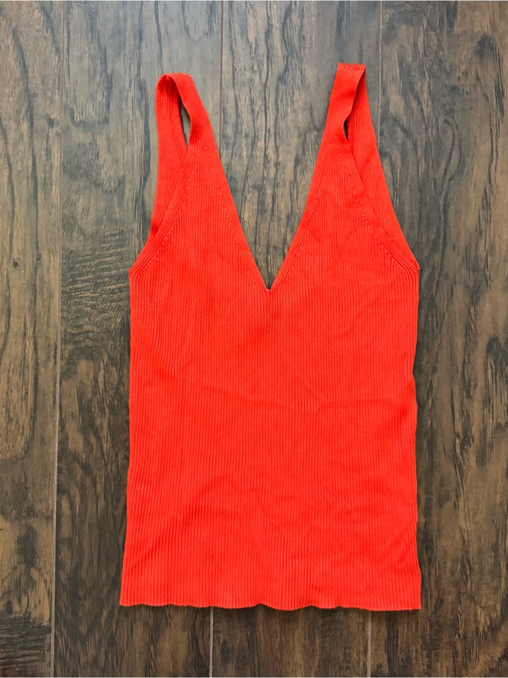 MNG Mango Large Coral Red V Neck Knitted Top